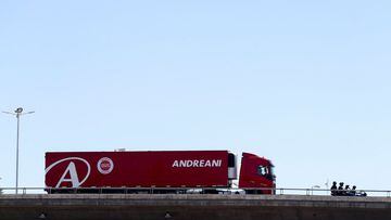 An Andreani logistics service truck transports cool boxes with doses of the Sputnik V (Gam-COVID-Vac) vaccine against the coronavirus disease (COVID-19), in Buenos Aires, Argentina December 24, 2020. REUTERS/Agustin Marcarian