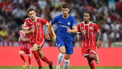 SINGAPORE - JULY 25: Alvaro Morata #9 of Chelsea FC runs with the ball during the International Champions Cup match between Chelsea FC and FC Bayern Munich at National Stadium on July 25, 2017 in Singapore.  (Photo by Thananuwat Srirasant/Getty Images for