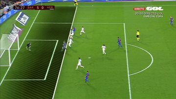 A hint of offside for Alcácer's first Barcelona goal