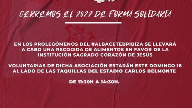 El Carlos Belmonte cerrará el 2022 con una recogida de alimentos solidaria