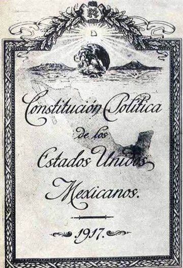 Portada de la Constitución Política de los Estados Unidos Mexicanos, promulgada el 5 de febrero de 1917.