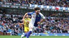 Blackburn Rovers' Ben Brereton Diaz celebrates scoring their side's first goal of the game during the Sky Bet Championship match at Ewood Park, Blackburn. Picture date: Saturday October 8, 2022. (Photo by Richard Sellers/PA Images via Getty Images)