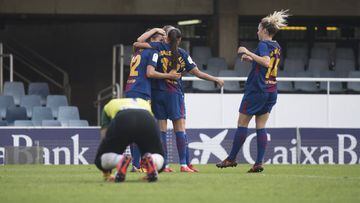 El Barcelona celebra el gol de Patri Guijarro.