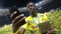 Ousmane Demb&eacute;l&eacute;, celebrando un t&iacute;tulo con el Borussia Dortmund.