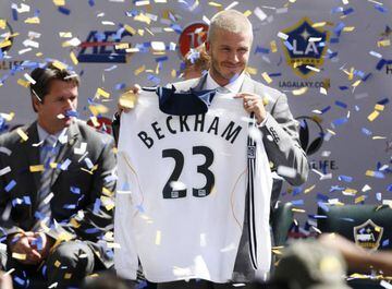 David Beckham was unveiled as a new LA Galaxy player in 2007.