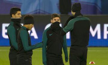 Neymar, Luis Suérez, Lionel Messi y Gerard Piqué.