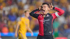 Aldo Rocha festeja su gol contra los Tigres en la Semifinal del Clausura 2022.