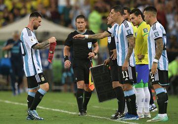 Lionel Messi was replaced by Angel Di Maria with the game far from settled.
