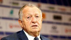 FILE PHOTO: Soccer Football - Olympique Lyonnais Press Conference - Groupama OL Training Center, Lyon, France - October 15, 2019   Olympique Lyonnais president Jean-Michel Aulas during the press conference   REUTERS/Emmanuel Foudrot/File Photo
