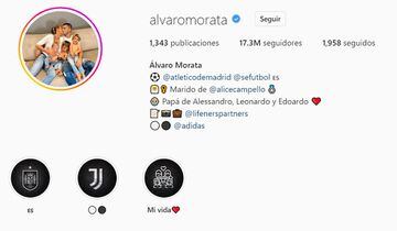 Biografía de Morata en Instagram.