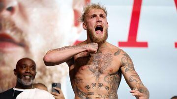 GLENDALE, ARIZONA - OCTOBER 28: Jake Paul poses during his official weigh in at Desert Diamond Arena on October 28, 2022 in Glendale, Arizona.   Chris Coduto/Getty Images/AFP