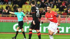 Falcao celebra su gol marcado en la victoria del M&oacute;naco sobre el Rennes por la Ligue 1 de Francia