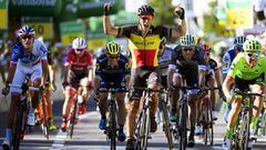 Philippe Gilbert celebra la su victoria en la Vuelta a Suiza.