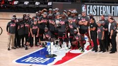 Miami Heat celebra el t&iacute;tulo de campe&oacute;n de la Conferencia Este tras vencer a Boston Celtics en el sexto partido de las finales del Este y acceder a las Finales de la NBA