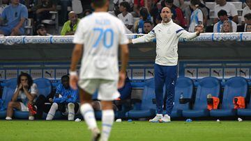 Marseille's Croatian head coach Igor Tudor reacts from the sidelines during the French L1 football match between Olympique Marseille (OM) and Stade Brestois 29 (Brest) at Stade Velodrome in Marseille, southern France on May 27, 2023. (Photo by Nicolas TUCAT / AFP)