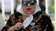 FILE PHOTO: Hebe de Bonafini, co-founder of the human rights group Mothers of Plaza de Mayo, speaks during their last 24-hour Resistance March, at Plaza de Mayo, in Buenos Aires November 30, 2019. REUTERS/Agustin Marcarian/File Photo