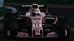Sergio P&eacute;rez con el Force India en Bak&uacute;.