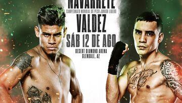 Este es el cartel para la pelea entre Vaquero Navarrete y Óscar Valdez.