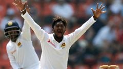 FILE PHOTO: Cricket - England v Sri Lanka, Second Test - Pallekele, Sri Lanka - November 16, 2018. Sri Lanka&#039;s Akila Dananjaya in action. REUTERS/Dinuka Liyanawatte/File Photo