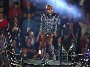 HOUSTON, TX - FEBRUARY 05: Lady Gaga performs during the Pepsi Zero Sugar Super Bowl 51 Halftime Show at NRG Stadium on February 5, 2017 in Houston, Texas.   Patrick Smith/Getty Images/AFP == FOR NEWSPAPERS, INTERNET, TELCOS &amp; TELEVISION USE ONLY ==