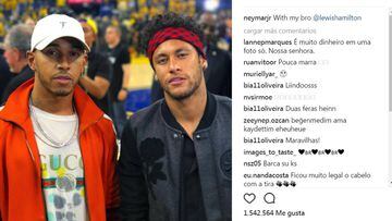 Lewis Hamilton and Neymar enjoy NBA action