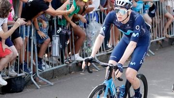 El ciclista del Movistar Matteo Jorgenson, durante la decimotercera etapa del Tour de Francia entre Bourg d'Oisans y Saint-Étienne
