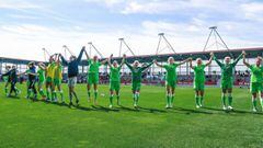 El Wolfsburgo celebra su pase a la final de la Pokal.
