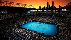 Imagen del Rod Laver Arena durante la semifinal entre Novak Djokovic y Roger Federer en el Open de Australia 2020.