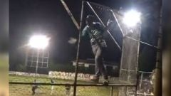 It’s hard to control yourself after you hit a baseball dinger like this guy did and his reaction was to scale the fence in full on Spiderman mode.