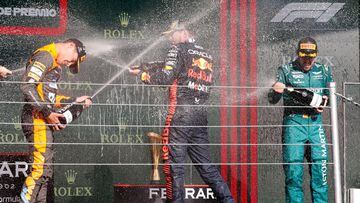 Norris y Alonso comparten podio con Verstappen en Brasil.