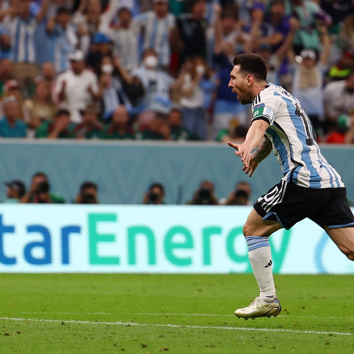 Lionel Messi of Argentina in action at the 2010 World Cup Finals