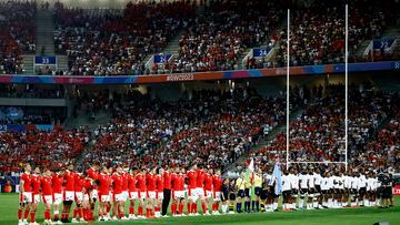 Rugby Union - Rugby World Cup 2023 - Pool C - Wales v Fiji - Matmut Atlantique, Bordeaux, France - September 10, 2023 General view as the players line up before the match REUTERS/Stephane Mahe