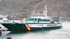 Una patrullera de la Guardia Civil a 10 de junio de 2021, en Tenerife (Canarias). Este barco ha participado en la b&uacute;squeda de las ni&ntilde;as desaparecidas de Tenerife. 10 JUNIO 2021 Europa Press 10/06/2021