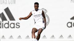 MADRID, SPAIN - JULY 11: Vinicius Junior player of Real Madrid is training at Valdebebas training ground on July 11, 2022 in Madrid, Spain. (Photo by Antonio Villalba/Real Madrid via Getty Images)