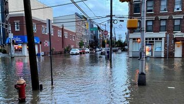 This handout picture courtesy of Dave Lucas shows the flooded area of Southwest Hoboken, New Jersey, after a night of high winds and rain from the remnants of Hurricane Ida on September 2, 2021/
