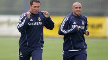 Luxemburgo y Roberto Carlos durante un entrenamiento