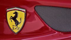 The famous logo of car maker Ferrari representing a prancing horse at the Ferrari Museum in Maranello. 