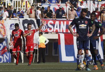 Fernández, en Unión La Calera, tras marcarle un gol a la U (Crédito: Photosport).
