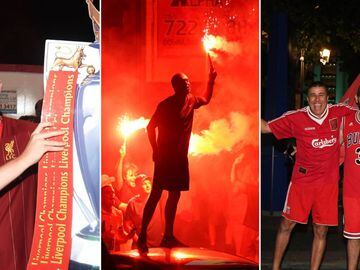 Los aficionados Reds se dieron cita a las afueras de Anfield Road para festejar despu&eacute;s de 30 a&ntilde;os de sequ&iacute;a en la Premier League de Inglaterra.