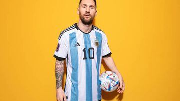 DOHA, QATAR - NOVEMBER 19: Lionel Messi of Argentina poses during the official FIFA World Cup Qatar 2022 portrait session on November 19, 2022 in Doha, Qatar. (Photo by David Ramos - FIFA/FIFA via Getty Images)
