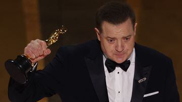 Brendan Fraser accepts the Oscar for Best Actor for "The Whale" during the Oscars show at the 95th Academy Awards in Hollywood, Los Angeles, California, U.S., March 12, 2023. REUTERS/Carlos Barria
