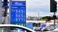 Gas prices of over $5 a gallon are posted at a petrol station in Alhambra, California on March 4, 2022. 