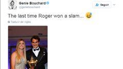 Genie Bouchard felicit&oacute; de esta forma tan original a Roger Federer tras ganar su 18&ordm; Grand Slam en el Open de Australia.