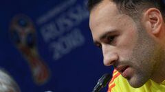 Soccer Football - World Cup - Colombia Press Conference - Mordovia Arena, Saransk, Russia - June 18, 2018   Colombia&#039;s David Ospina during the press conference   REUTERS/Ricardo Moraes