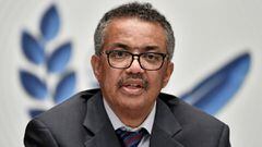 FILE PHOTO: World Health Organization (WHO) Director-General Tedros Adhanom Ghebreyesus attends a news conference organized by Geneva Association of United Nations Correspondents (ACANU) amid the COVID-19 outbreak, caused by the novel coronavirus, at the 