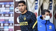Soccer Football - Serie A - Torino v Inter Milan - Stadio Olimpico Grande Torino, Turin, Italy - March 14, 2021 Inter Milan&#039;s Achraf Hakimi during the warm up before the match REUTERS/Massimo Pinca