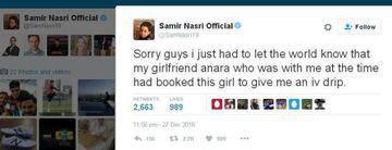 An odd story unfolds on Samir Nasri's Twitter account