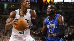Rajon Rondo, defendido por Victor Oladipo en el que puede ser su &uacute;ltimo partido en los Celtics.