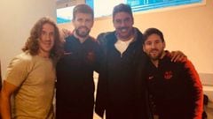 Elías Ayub presumió foto con Carles Puyol, Gerard Piqué y Lionel Messi