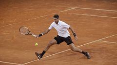 Juan Martin del Potro, from Argentina, returns the ball during his match against Casper Ruud, of Norway, at the Italian Open tennis tournament, in Rome, Thursday, May, 16, 2019. (AP Photo/Alessandra Tarantino)